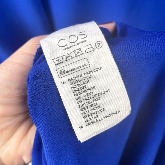 COS Smooth Jersey Cobalt Royal Blue Dress with Silk Back Panel Size M - Picture 5 of 11